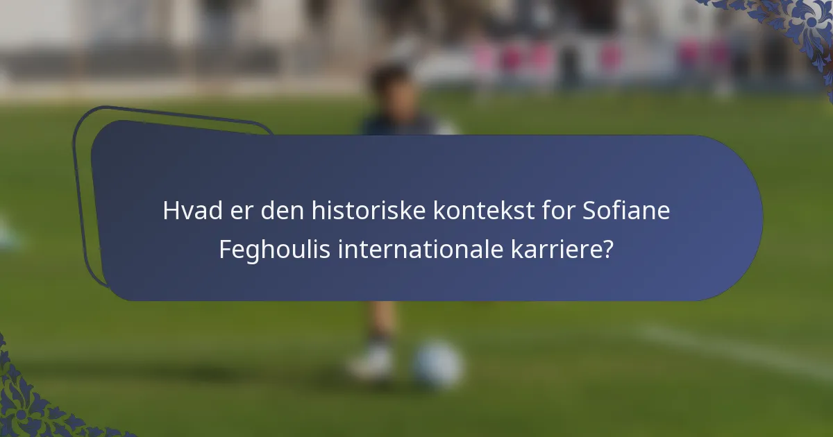 Hvad er den historiske kontekst for Sofiane Feghoulis internationale karriere?