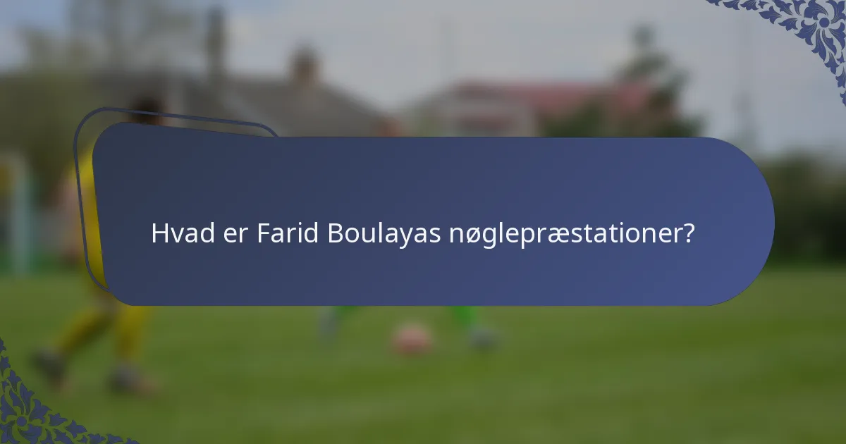 Hvad er Farid Boulayas nøglepræstationer?