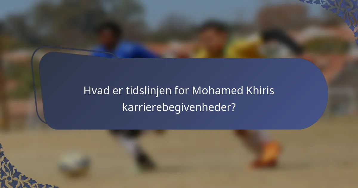 Hvad er tidslinjen for Mohamed Khiris karrierebegivenheder?